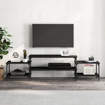 vidaXL Meuble TV Noir 197x35x52 cm Bois d'ingénierie