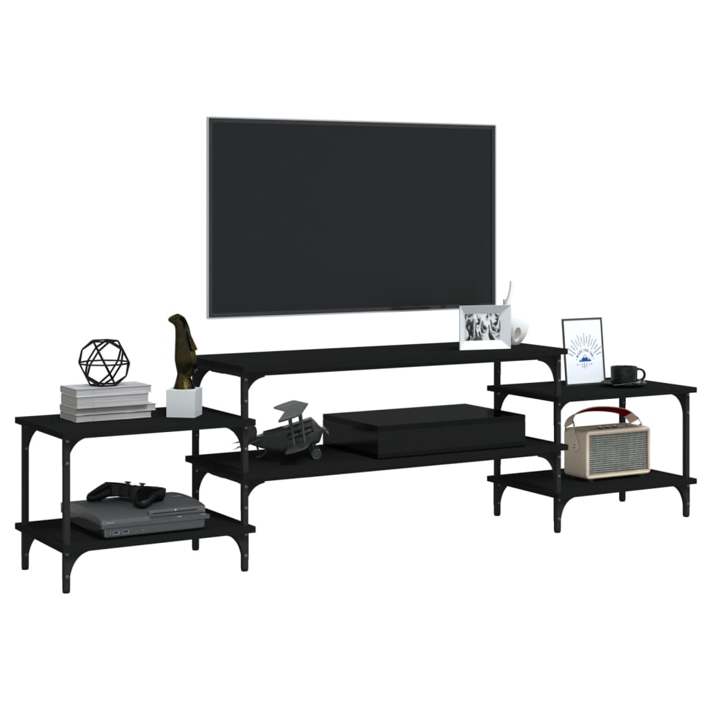 vidaXL Meuble TV Noir 197x35x52 cm Bois d'ingénierie