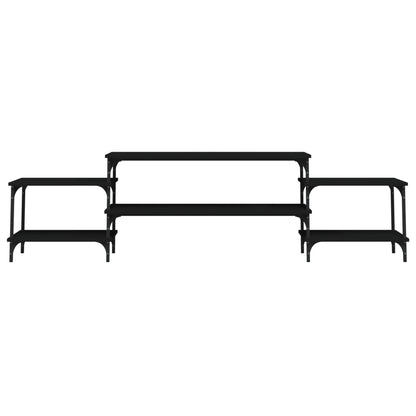 vidaXL Meuble TV Noir 197x35x52 cm Bois d'ingénierie