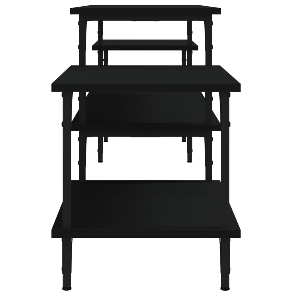 vidaXL Meuble TV Noir 197x35x52 cm Bois d'ingénierie