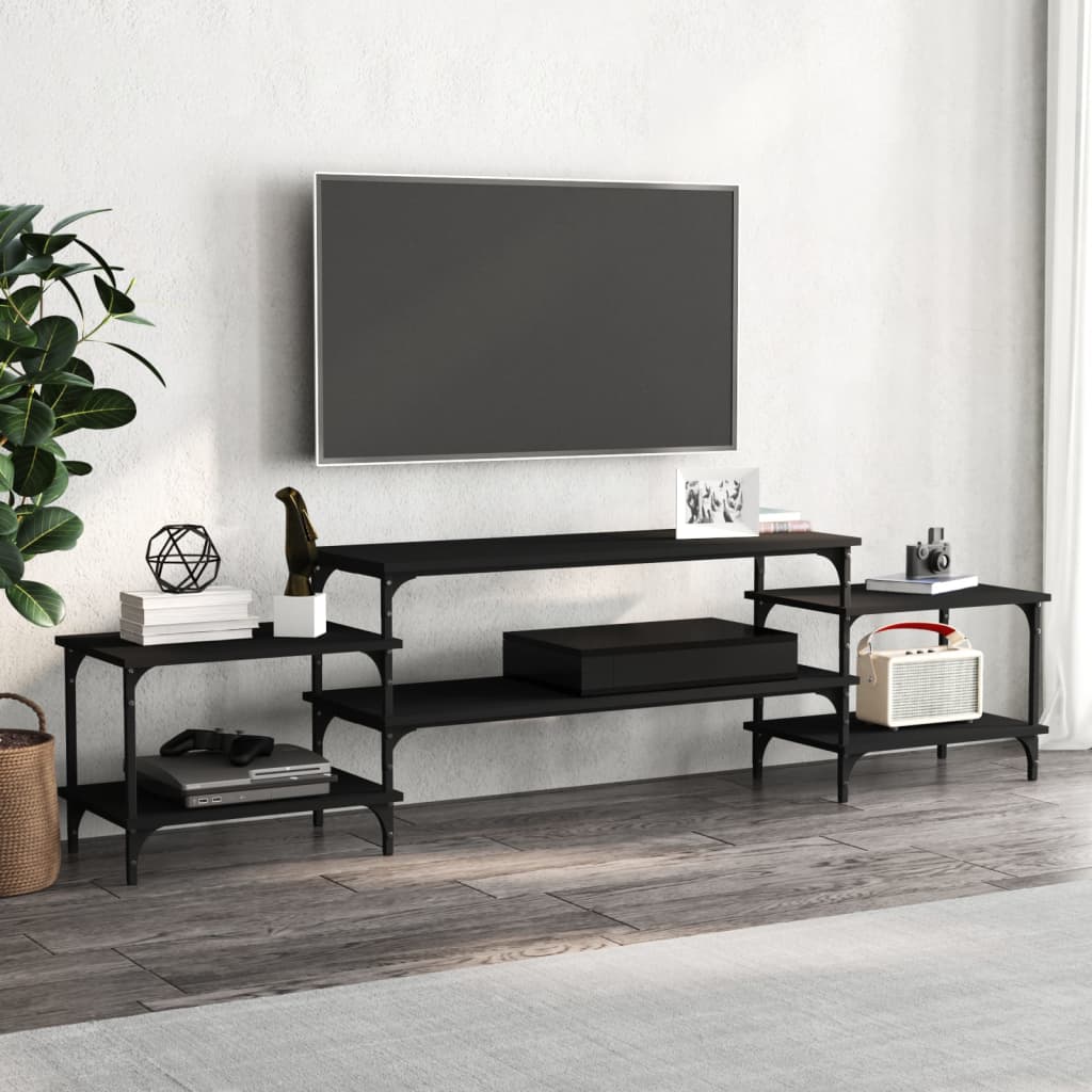 vidaXL Meuble TV Noir 197x35x52 cm Bois d'ingénierie