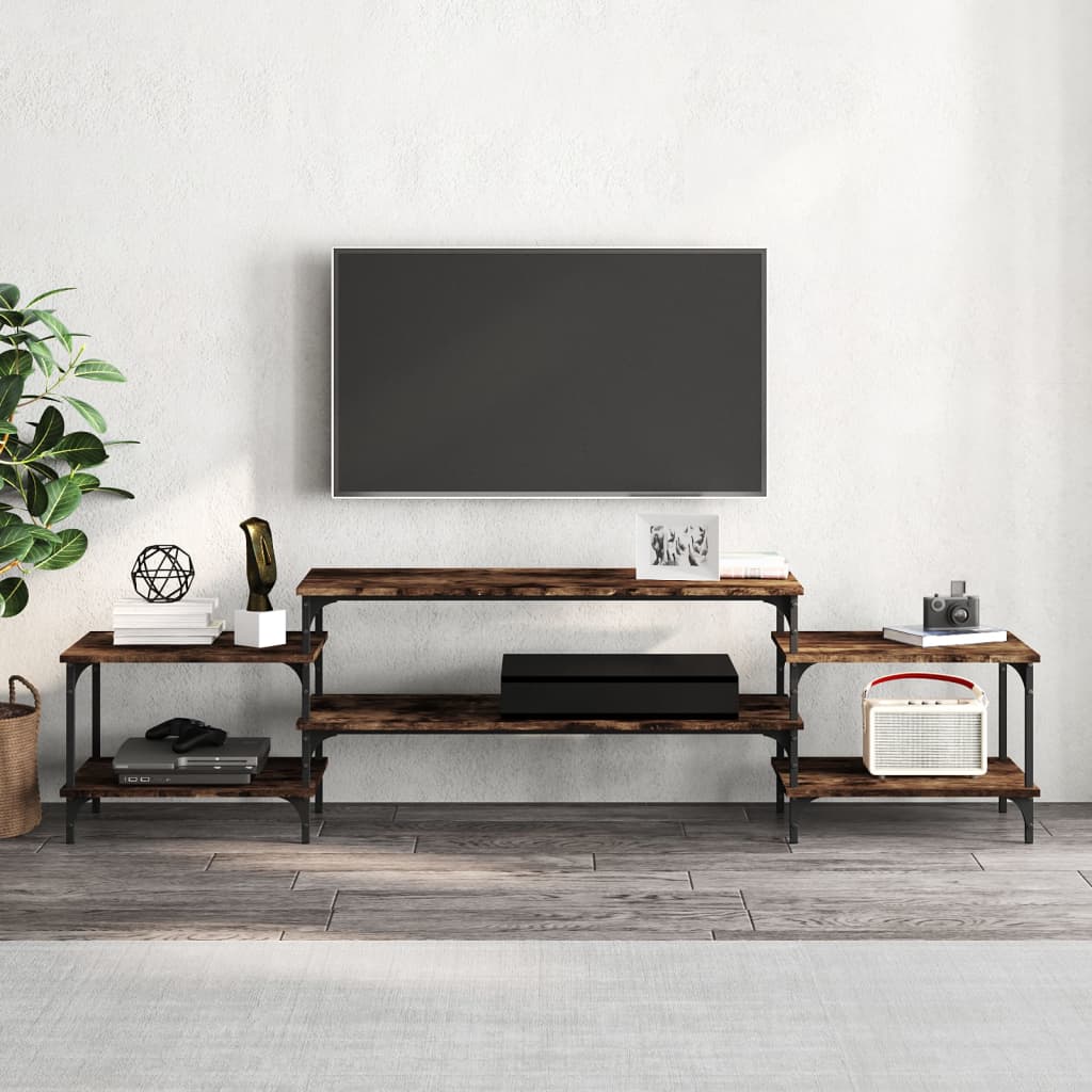 Meuble TV vidaXL chêne fumé 197x35x52 cm bois d'ingénierie