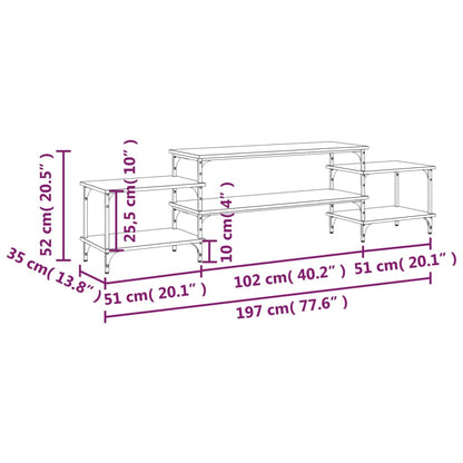 Meuble TV vidaXL chêne fumé 197x35x52 cm bois d'ingénierie