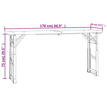 vidaXL Table de bar pliante 170x50x75/105 cm en sapin massif