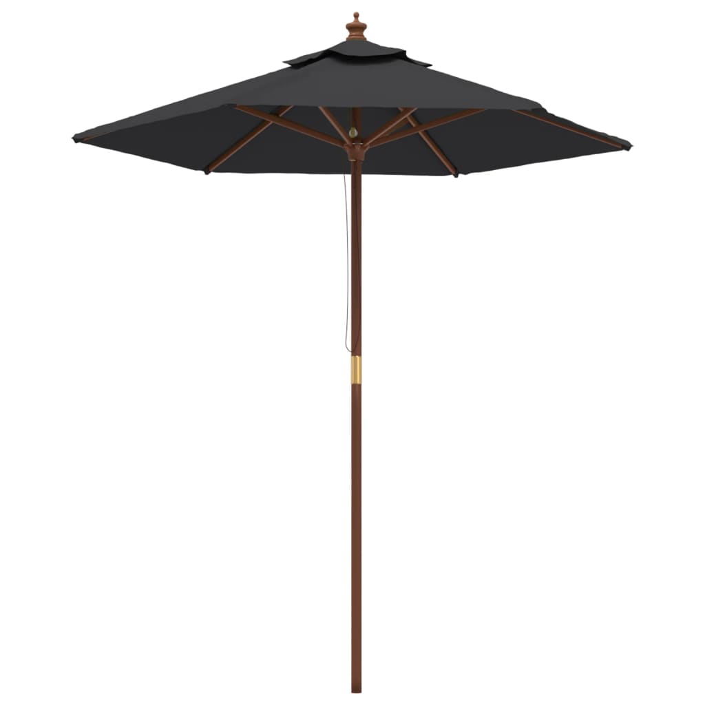 vidaXL Parasol avec mât en bois Noir 196x231 cm
