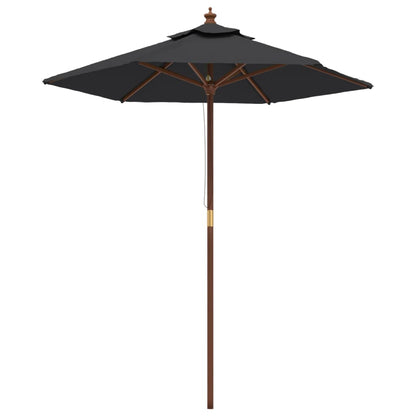vidaXL Parasol avec mât en bois Noir 196x231 cm
