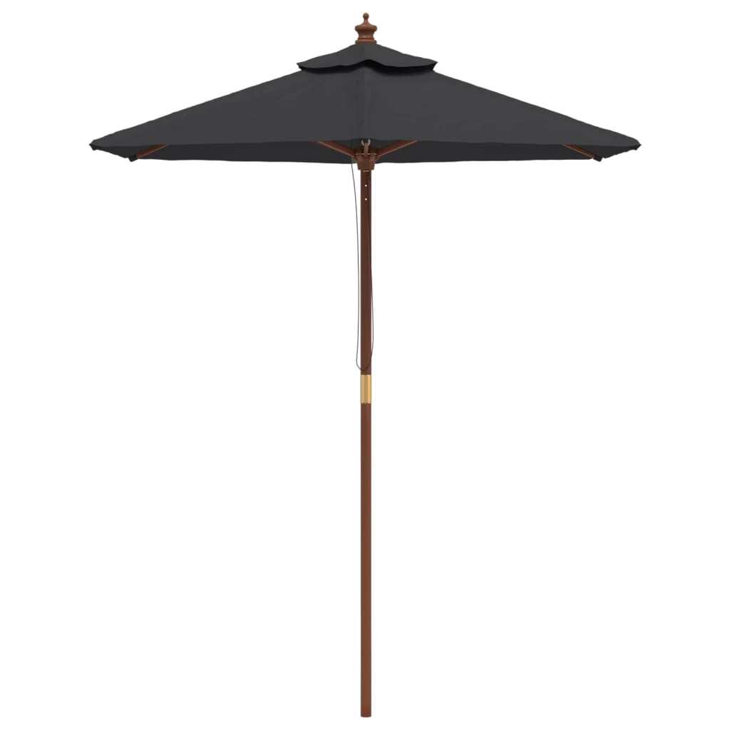 vidaXL Parasol avec mât en bois Noir 196x231 cm