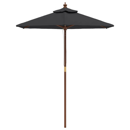 vidaXL Parasol avec mât en bois Noir 196x231 cm