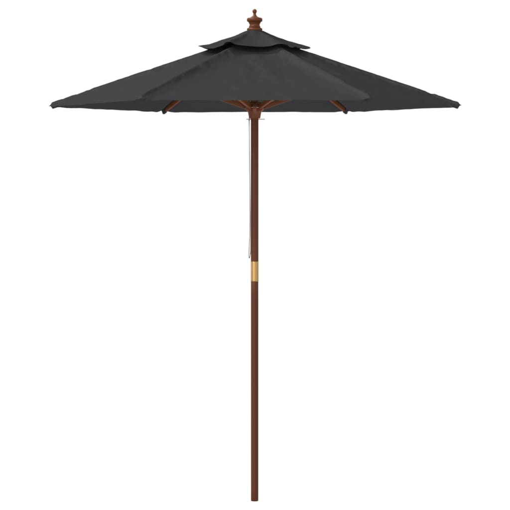 vidaXL Parasol avec mât en bois Noir 196x231 cm