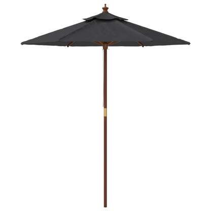 vidaXL Parasol avec mât en bois Noir 196x231 cm