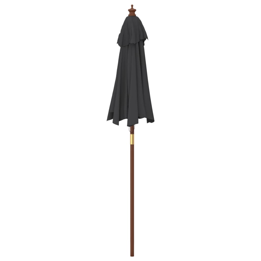 vidaXL Parasol avec mât en bois Noir 196x231 cm