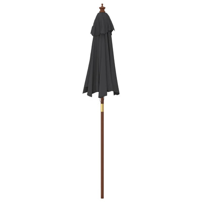 vidaXL Parasol avec mât en bois Noir 196x231 cm