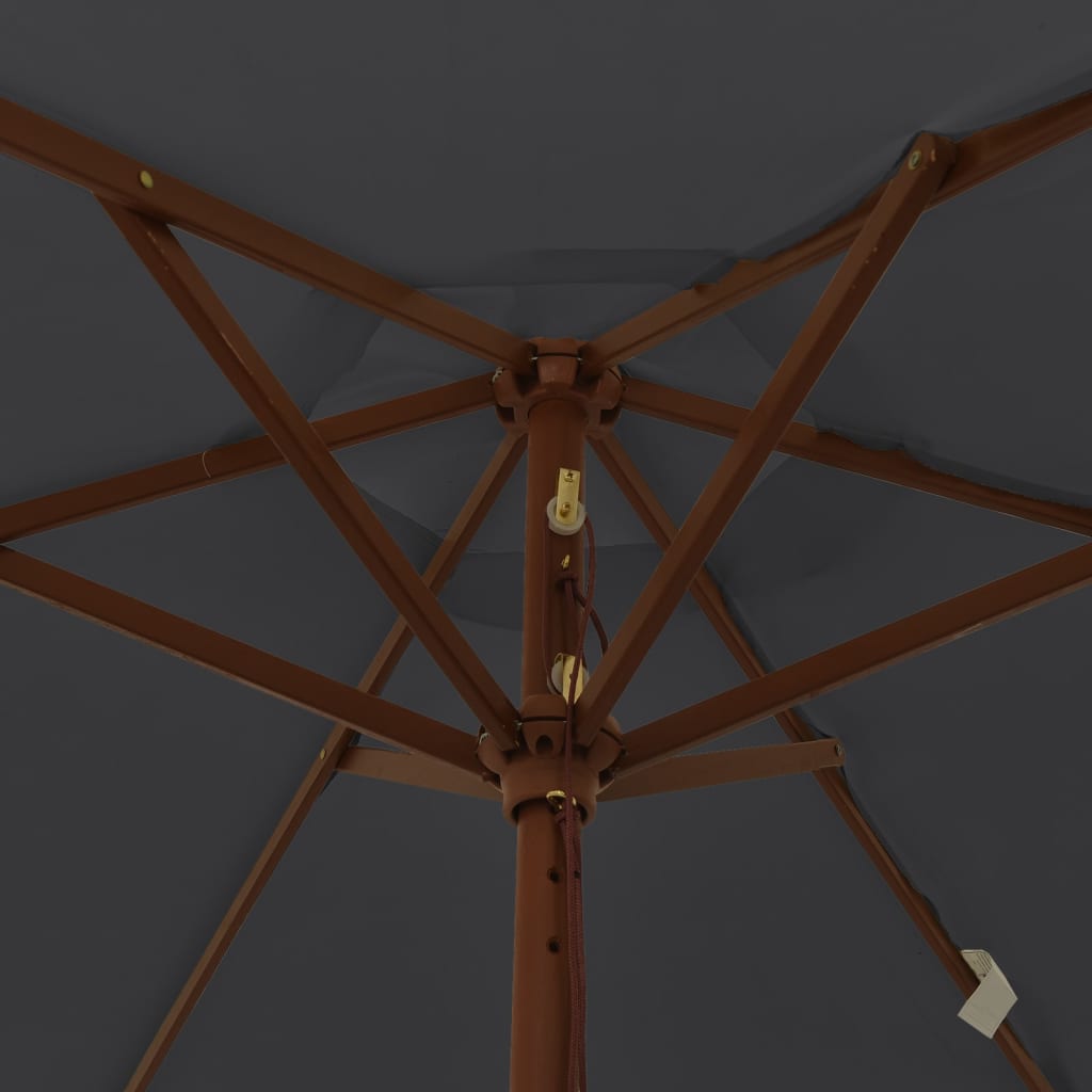 vidaXL Parasol avec mât en bois Noir 196x231 cm