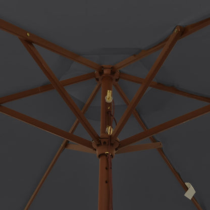 vidaXL Parasol avec mât en bois Noir 196x231 cm