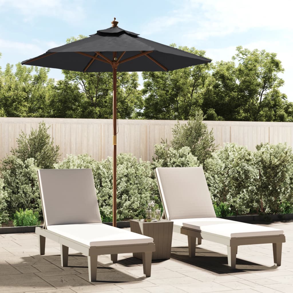 vidaXL Parasol avec mât en bois Noir 196x231 cm