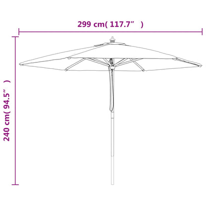 vidaXL Sonnenschirm mit Holzmast Sandfarben 299x240 cm