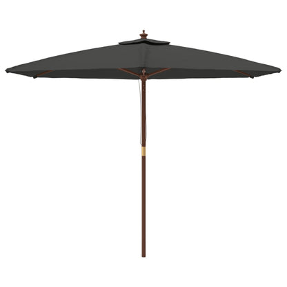 vidaXL Parasol avec mât en bois anthracite 299x240 cm