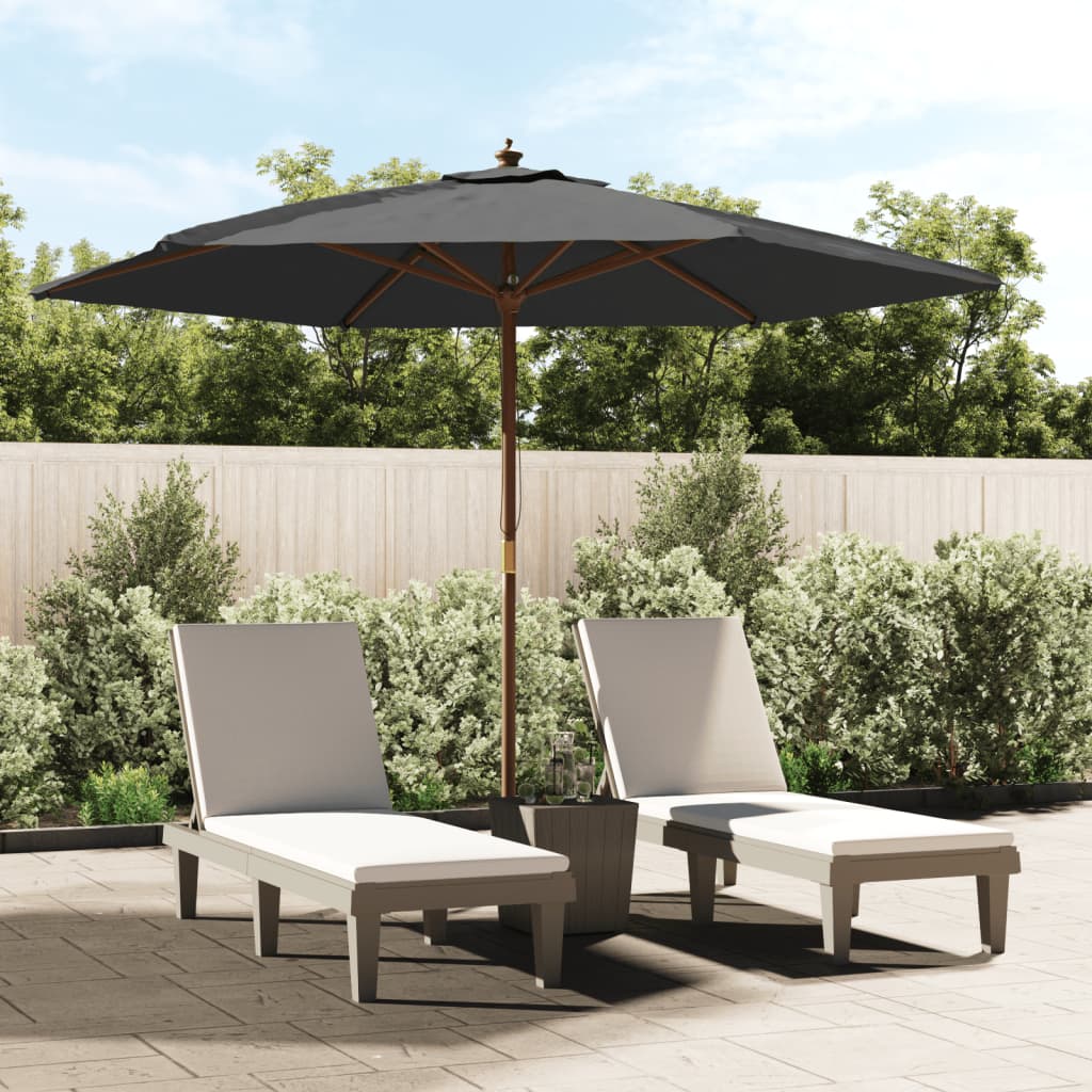 vidaXL Parasol avec mât en bois anthracite 299x240 cm