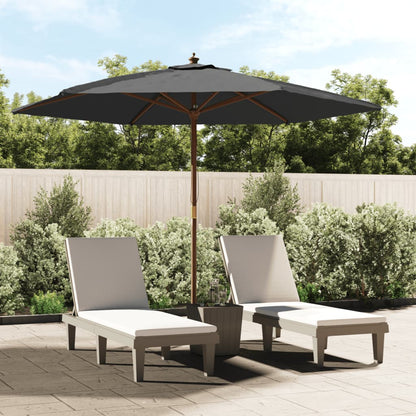 vidaXL Parasol avec mât en bois anthracite 299x240 cm