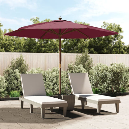 vidaXL Sonnenschirm mit Holzmast Bordeauxrot 299x240 cm