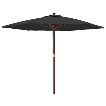 vidaXL Sonnenschirm mit Holzmast Schwarz 299x240 cm