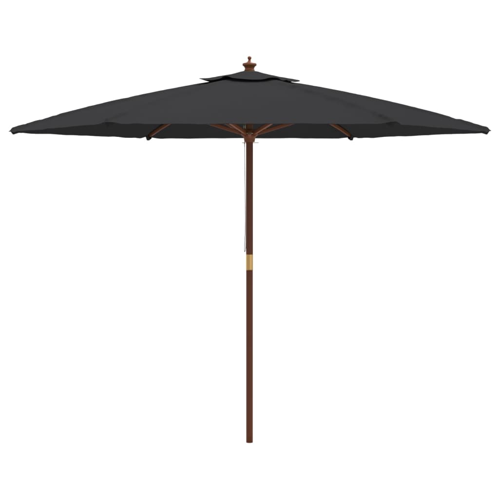 vidaXL Sonnenschirm mit Holzmast Schwarz 299x240 cm