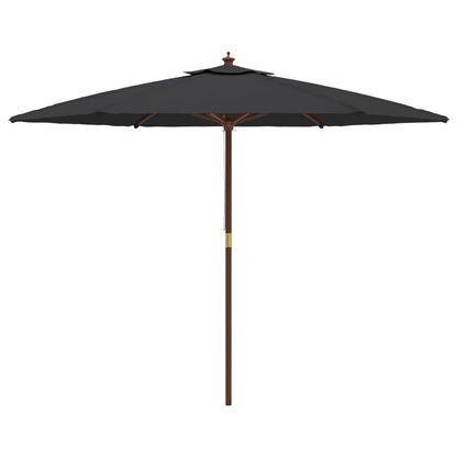 vidaXL Sonnenschirm mit Holzmast Schwarz 299x240 cm