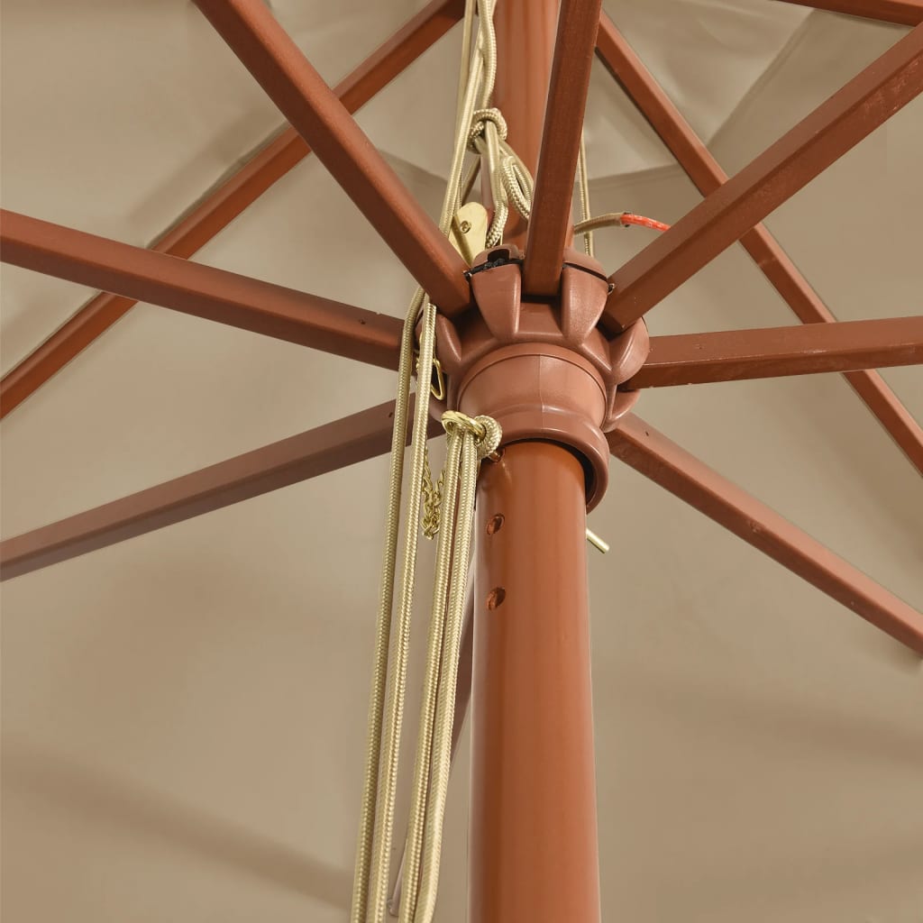 vidaXL Sonnenschirm mit Holzmast Taupe 400x273 cm