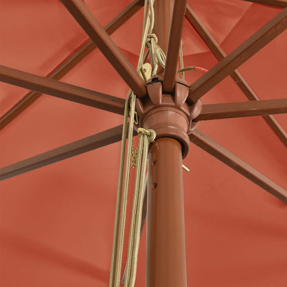 vidaXL Sonnenschirm mit Holzmast Terrakotta 400x273 cm