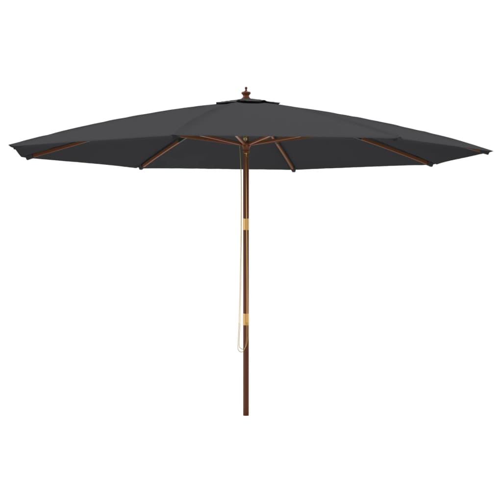 vidaXL Sonnenschirm mit Holzmast Schwarz 400x273 cm