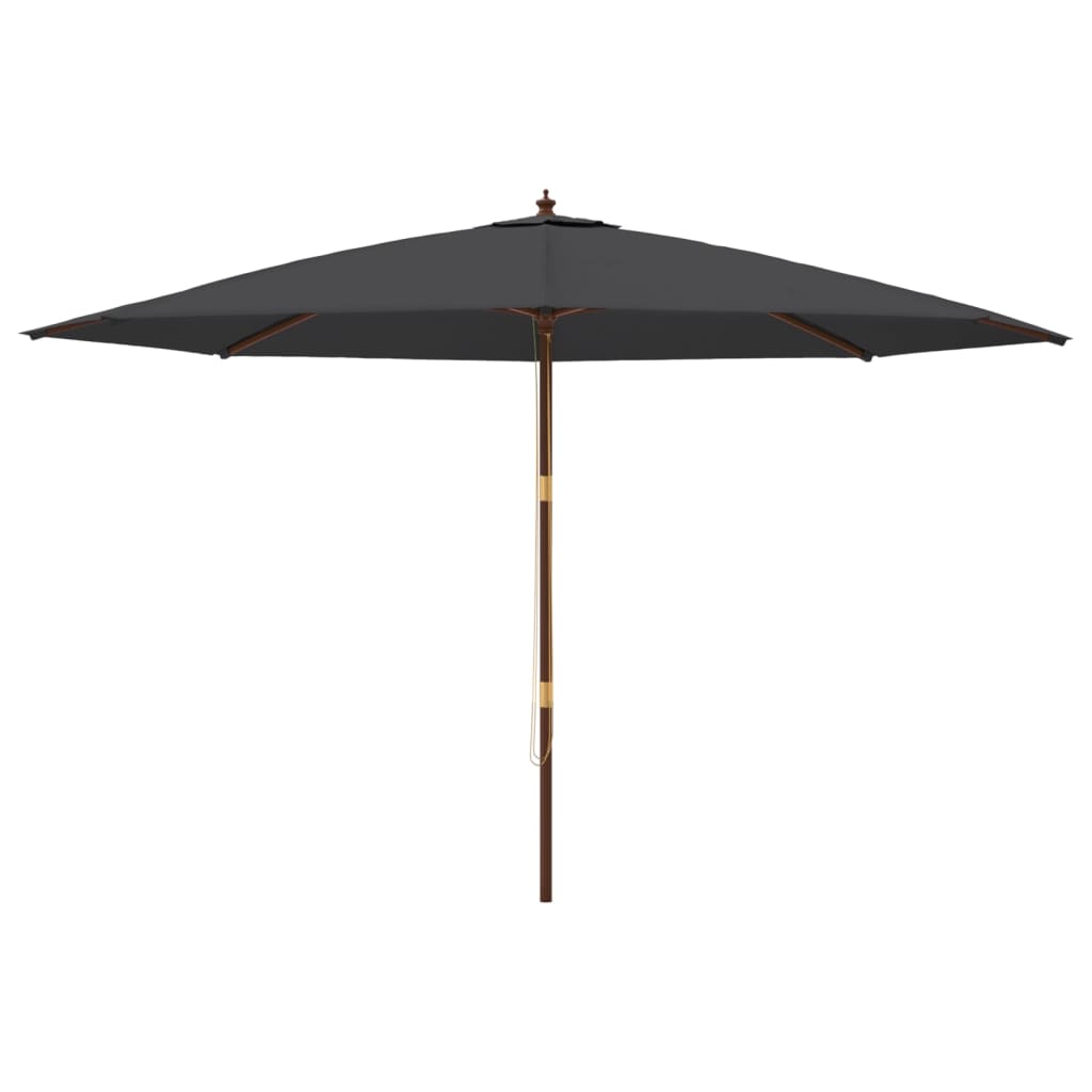 vidaXL Sonnenschirm mit Holzmast Schwarz 400x273 cm