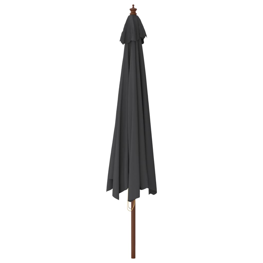 vidaXL Sonnenschirm mit Holzmast Schwarz 400x273 cm
