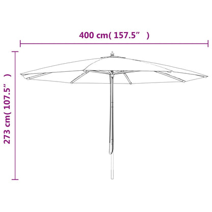 vidaXL Sonnenschirm mit Holzmast Schwarz 400x273 cm