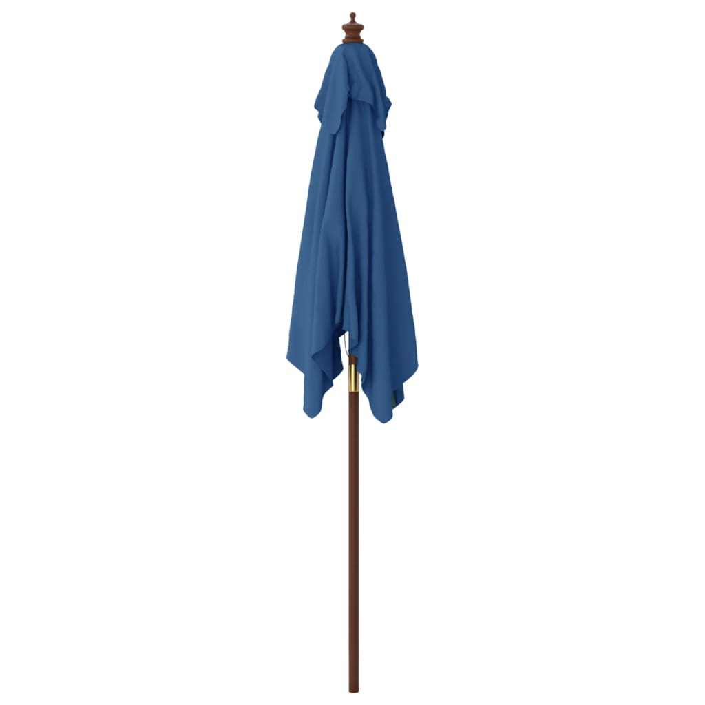 vidaXL Sonnenschirm mit Holzmast Azurblau 198x198x231 cm