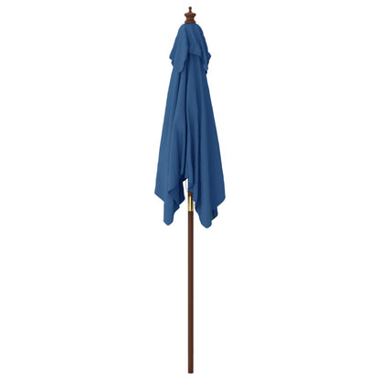 vidaXL Sonnenschirm mit Holzmast Azurblau 198x198x231 cm