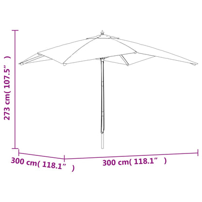 vidaXL Sonnenschirm mit Holzmast Sandfarben 300x300x273 cm