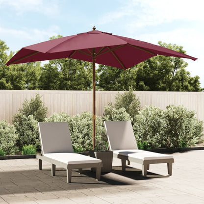 vidaXL Sonnenschirm mit Holzmast Bordeauxrot 300x300x273 cm