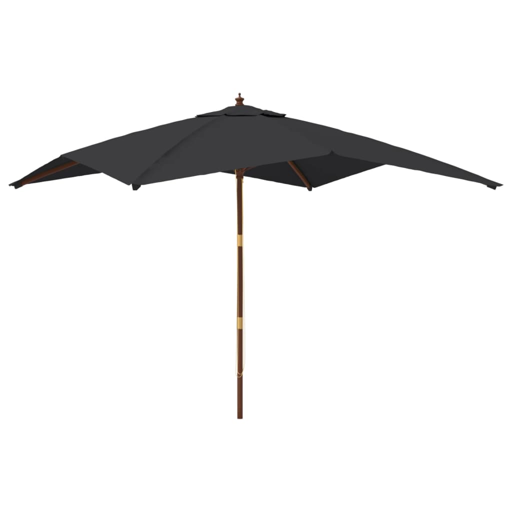 vidaXL Sonnenschirm mit Holzmast Schwarz 300x300x273 cm