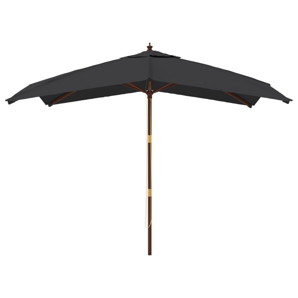 vidaXL Sonnenschirm mit Holzmast Schwarz 300x300x273 cm