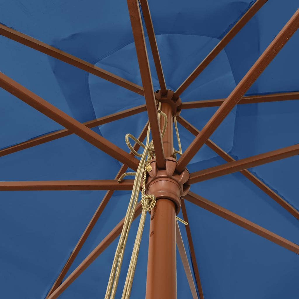 vidaXL Sonnenschirm mit Holzmast Azurblau 300x300x273 cm