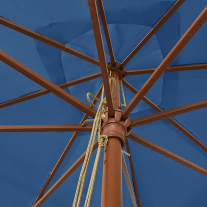 vidaXL Sonnenschirm mit Holzmast Azurblau 300x300x273 cm