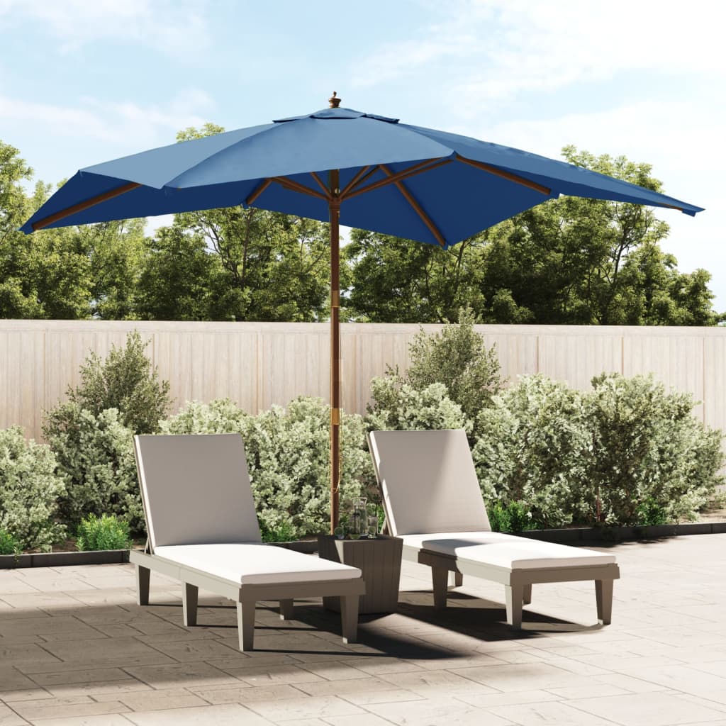 vidaXL Sonnenschirm mit Holzmast Azurblau 300x300x273 cm