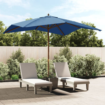 vidaXL Sonnenschirm mit Holzmast Azurblau 300x300x273 cm
