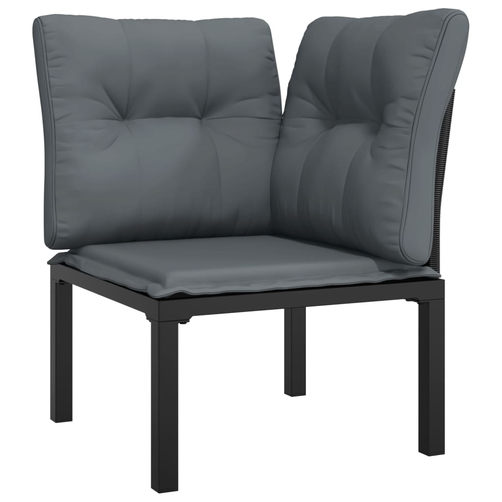 vidaXL Chaise d'angle de jardin avec coussins résine tressée noir et gris