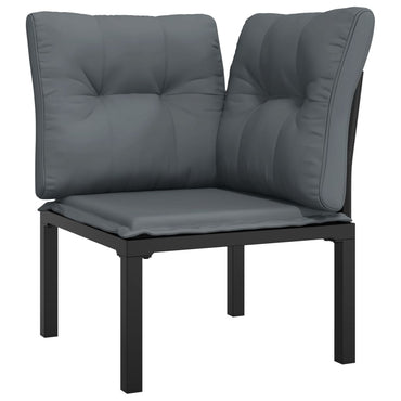 vidaXL Chaise d'angle de jardin avec coussins résine tressée noir et gris