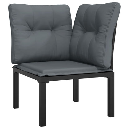 vidaXL Chaise d'angle de jardin avec coussins résine tressée noir et gris