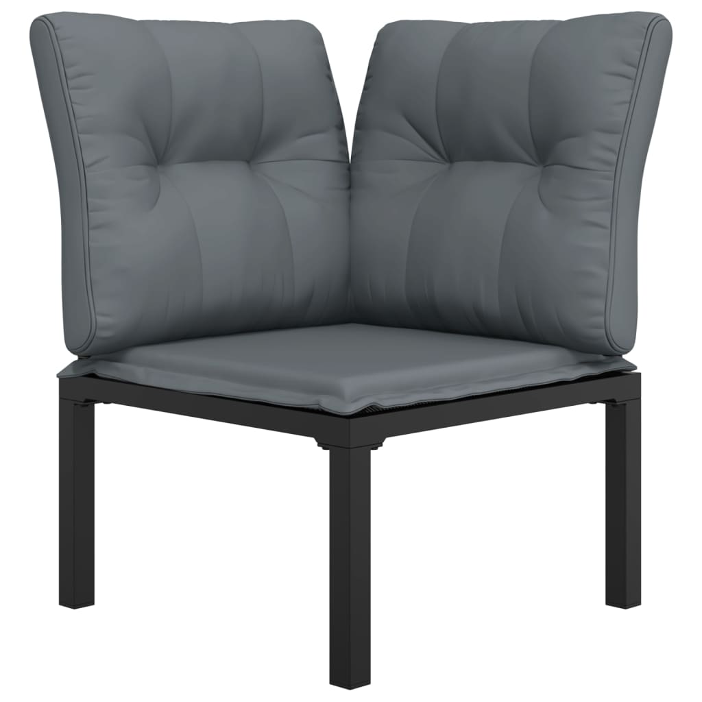 vidaXL Chaise d'angle de jardin avec coussins résine tressée noir et gris