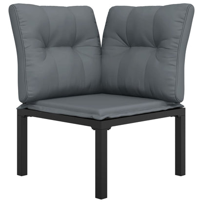 vidaXL Chaise d'angle de jardin avec coussins résine tressée noir et gris