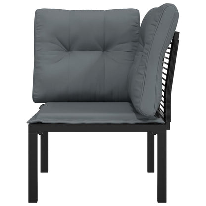 vidaXL Chaise d'angle de jardin avec coussins résine tressée noir et gris