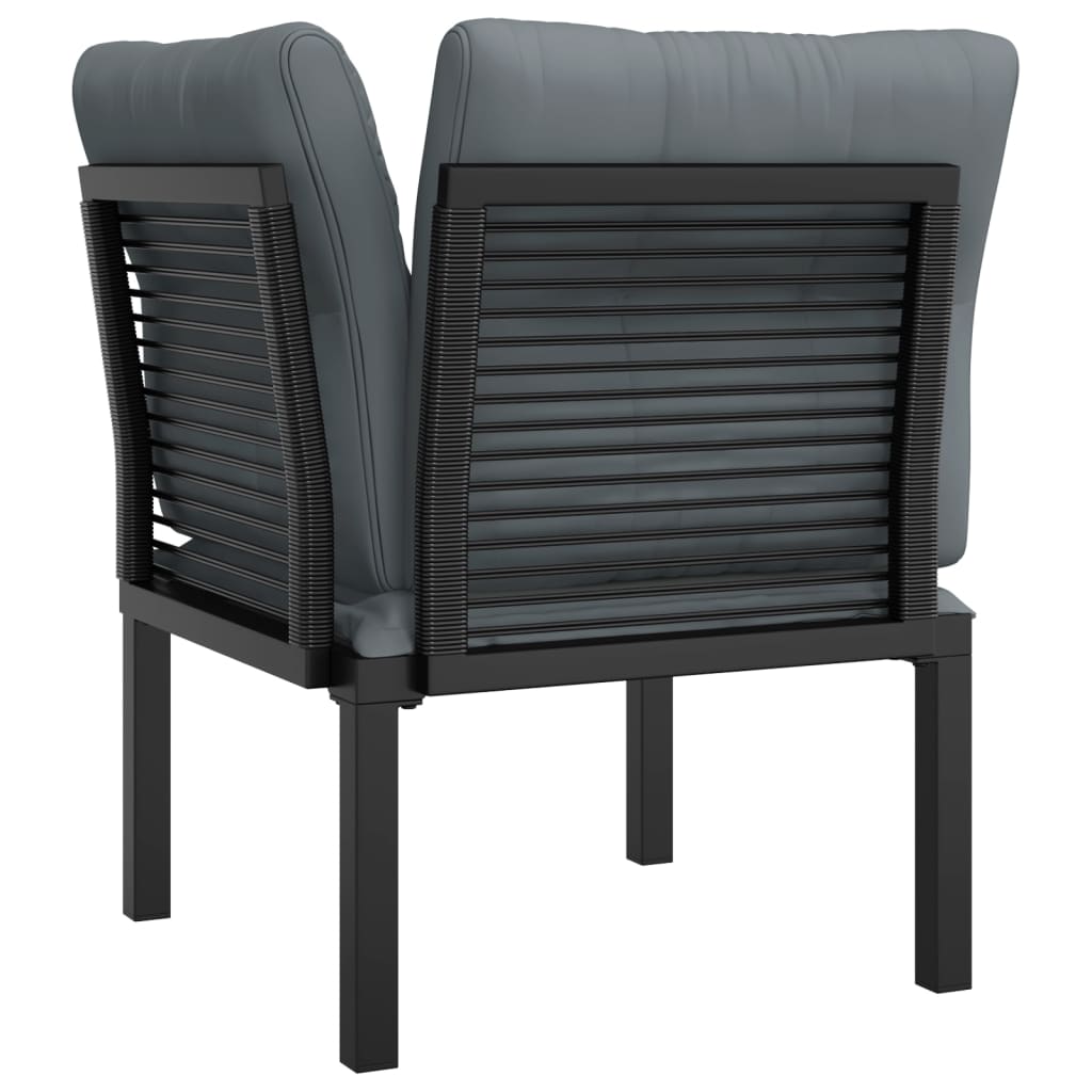 vidaXL Chaise d'angle de jardin avec coussins résine tressée noir et gris